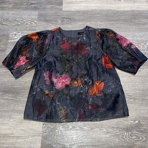 TED BAKER AYYMEE BOXY CROPPED TOP PUFF SLEEVE FLORAL TOP SIZE‎ 4